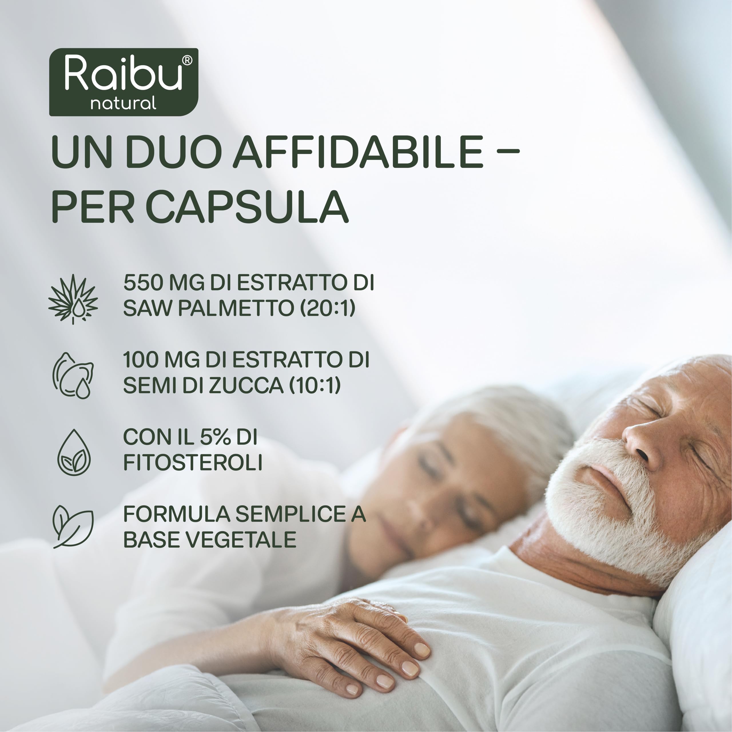 Serenoa Repens - 1100 mg Integratore per la Prostata Uomo, Estratto 20:1 di Saw Palmetto (Serenoa Repens) con Semi di Zucca - 120 Capsule Vegane, Senza Additivi - Raibu
