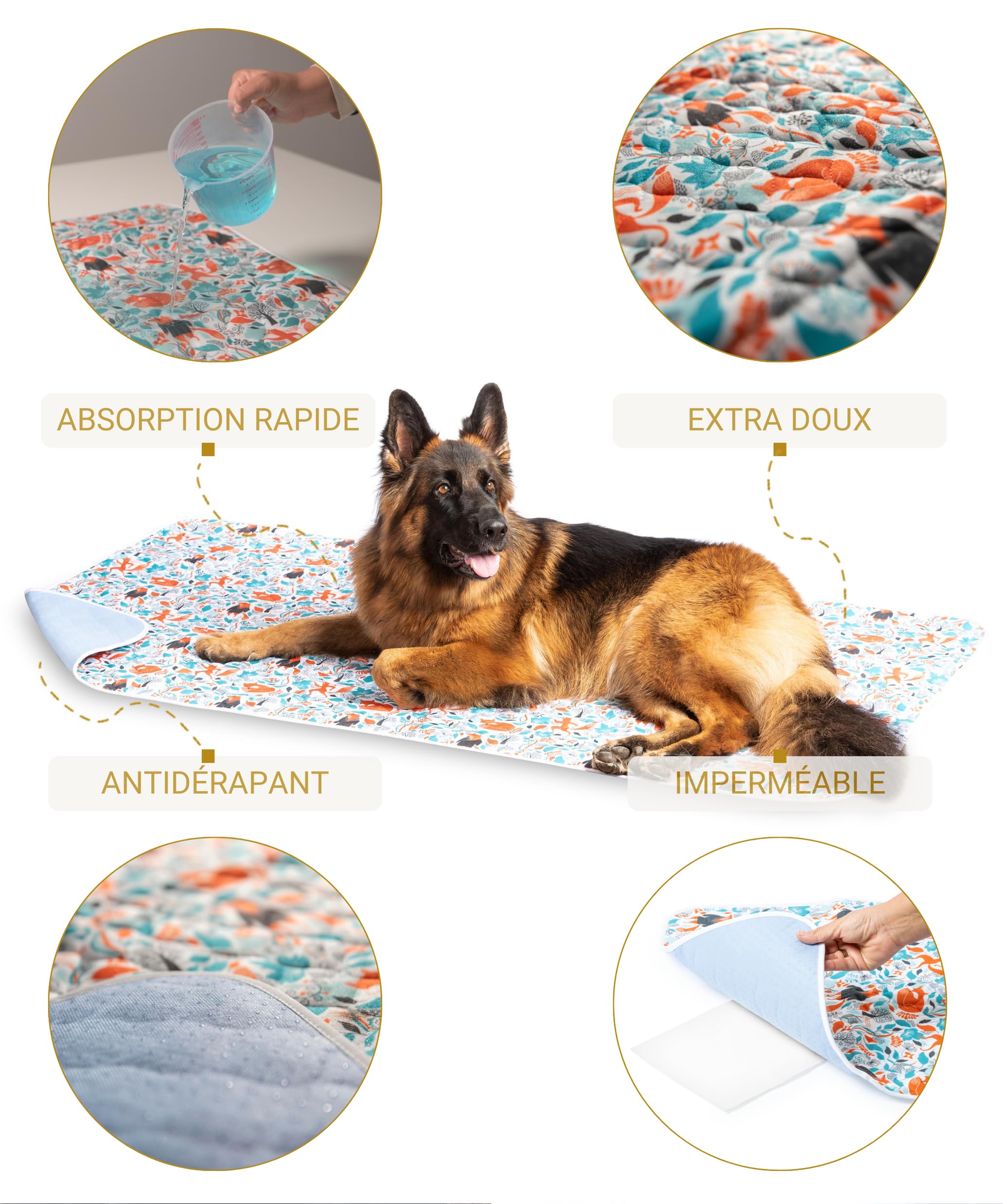 Tapis Absorbant Lavable pour Grands Chiens XXL - 2X Plus absorbants - Tapis de propreté imperméable et réutilisable - Alèse Chiots - Pipi Pad éducateur antidérapant, Anti-odeurs - 90x160cm