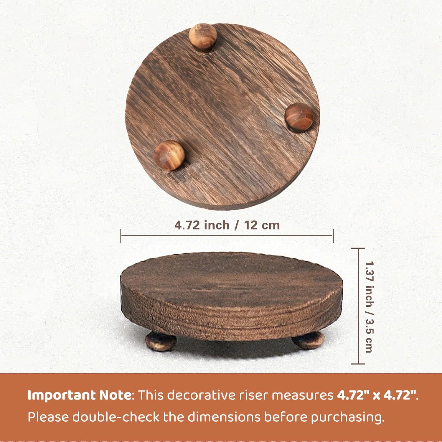 2 Pcs Wood Riser for Display Stand, 4.72inch Holder for Rustic Farmhouse Decor, Tiered Tray Decorations, Round Pedestal Stand for Boho Decor, Shelf Decorations - Lamp Riser Cake Stand Plant Stand
