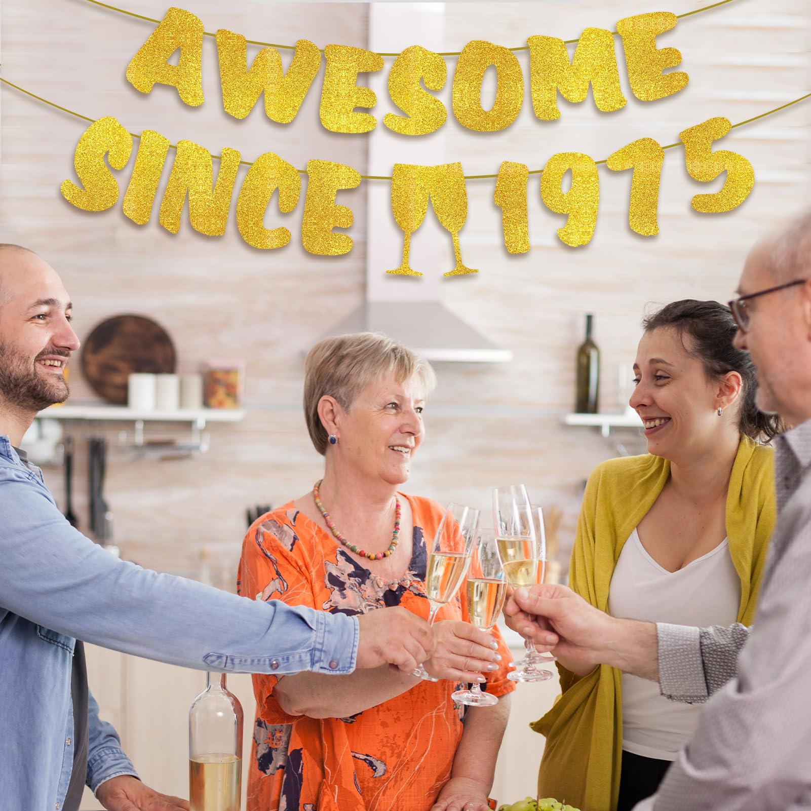 Geburtstagsbanner „Awesome Since“ – 50. Geburtstag, Goldglitzernd, Ca. 3 M Lang, Wiederverwendbar