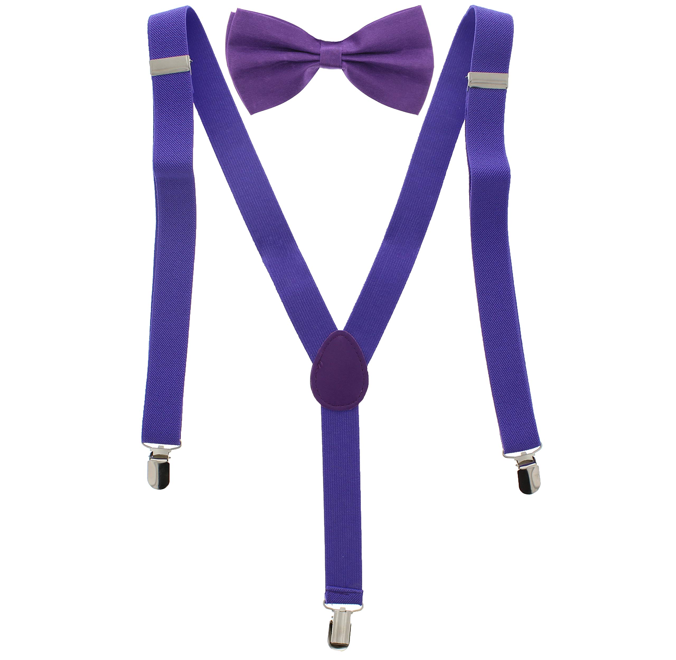 Zac's Alter Ego Men's Purple Matching Suspenders & Pre-Tied Bow Tie Combo Sets For Stag Do's
