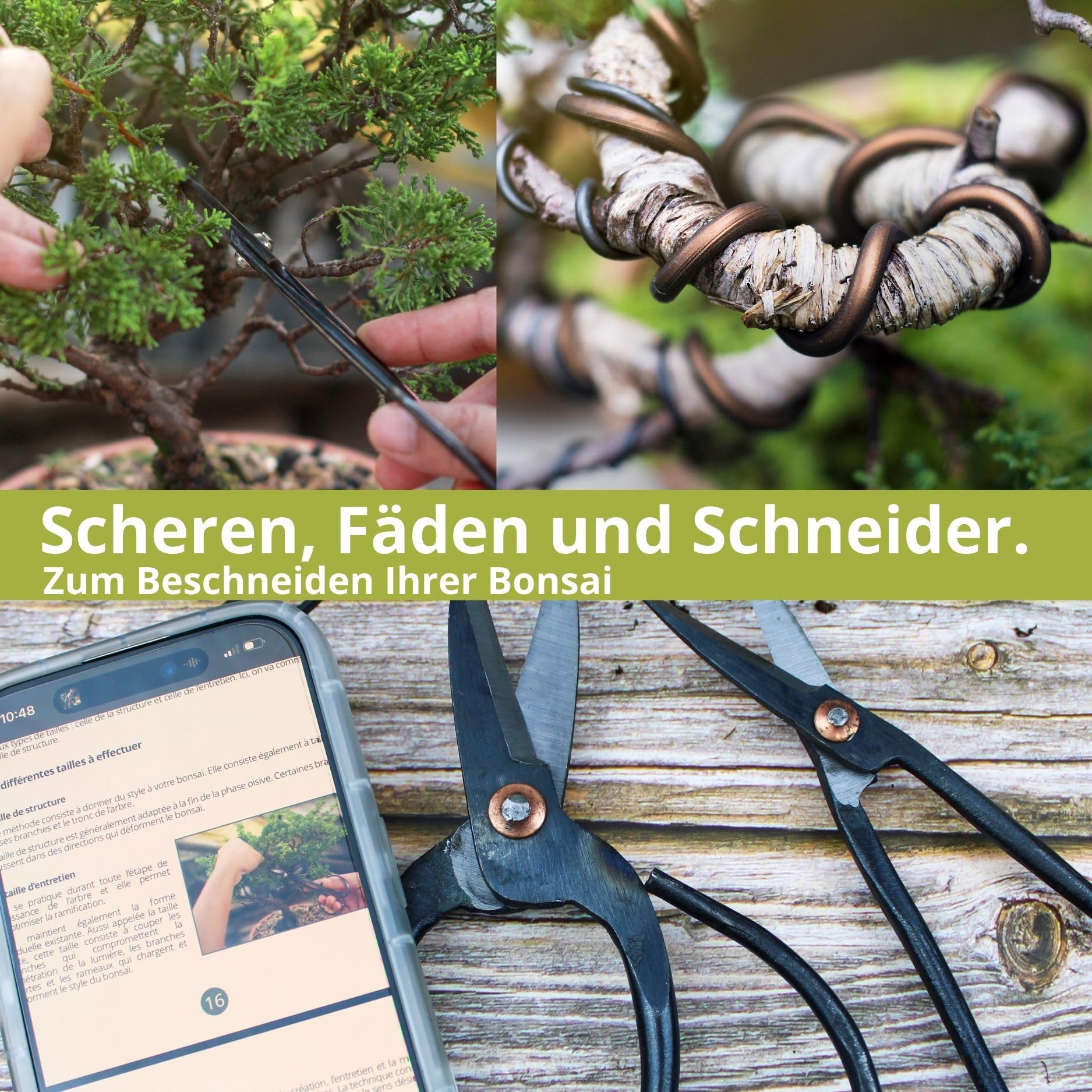 Cultivea® Set aus 32 kompletten Bonsai-Werkzeugen - Stahlwerkzeug - Gärtnern - Bonsaischere zur Pflege Ihrer Bonsais und Pflanzen - Schere -Zange - Trimmen und Beschneiden von Bonsai - Aluminiumdraht