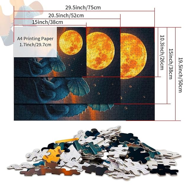 Foto 3 de 5 de Rompecabezas de 1000 Piezas para Adolescentes Lagarto Azul bajo la Luna Llena Juegos educativos y desafiantes…