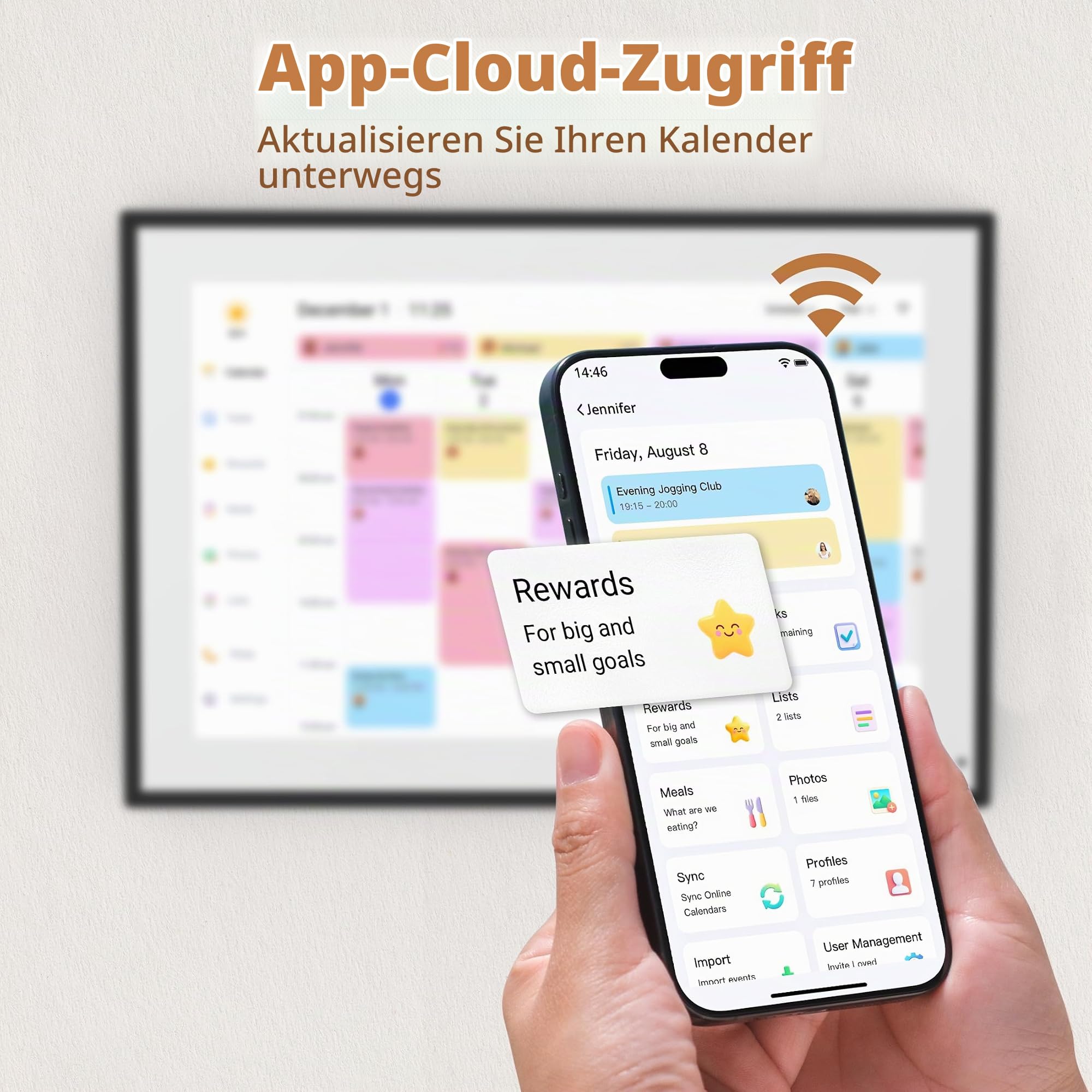 Dragon Touch 14 Zoll Digitaler Kalender Wand - 1920 * 1080 FHD Elektronischer Wandkalender Familienplaner mit 32GB Speicher und Wandhalterung, Touchscreen Intelligenter Tischkalender-Schwarz