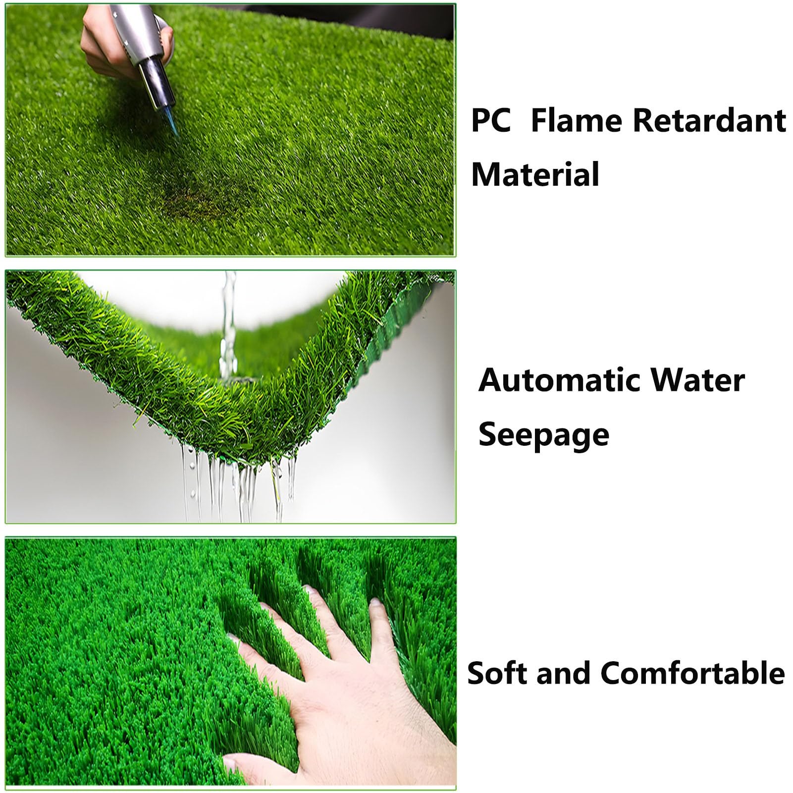 Tappeto in erba artificiale realistica, morbido tappeto sintetico per esterni, giardino, balcone e patio, decorazione (verde, 2 x 3,5 m / 6.56x11.48ft), ecologico e facile da pulire