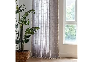 Elegant Grey Boho Curtains: 2 Panel Bohemian Farmhouse Window Treatment