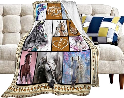 Miniatura 6 de Manta con diseño de caballos, decoración de animales, regalos de caballos para mujeres y hombres, manta de franela de forro polar súper cálida y