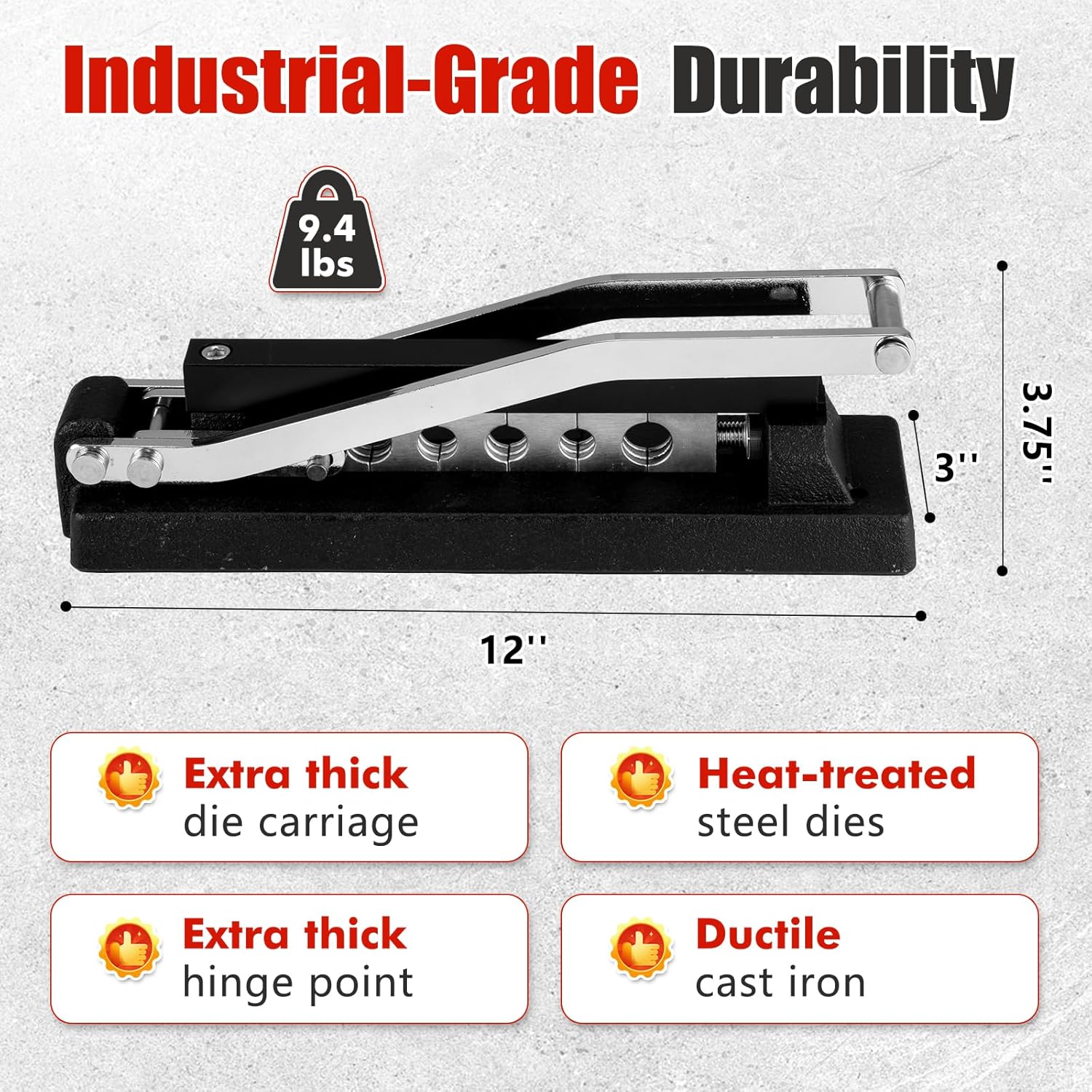 Heavy Duty Bench Hose Crimper Tool - Professional Grade Manual Crimper for 1/4", 5/16", 3/8" Air, PVC & Rubber Hoses, Mountable Workbench Repair Tool