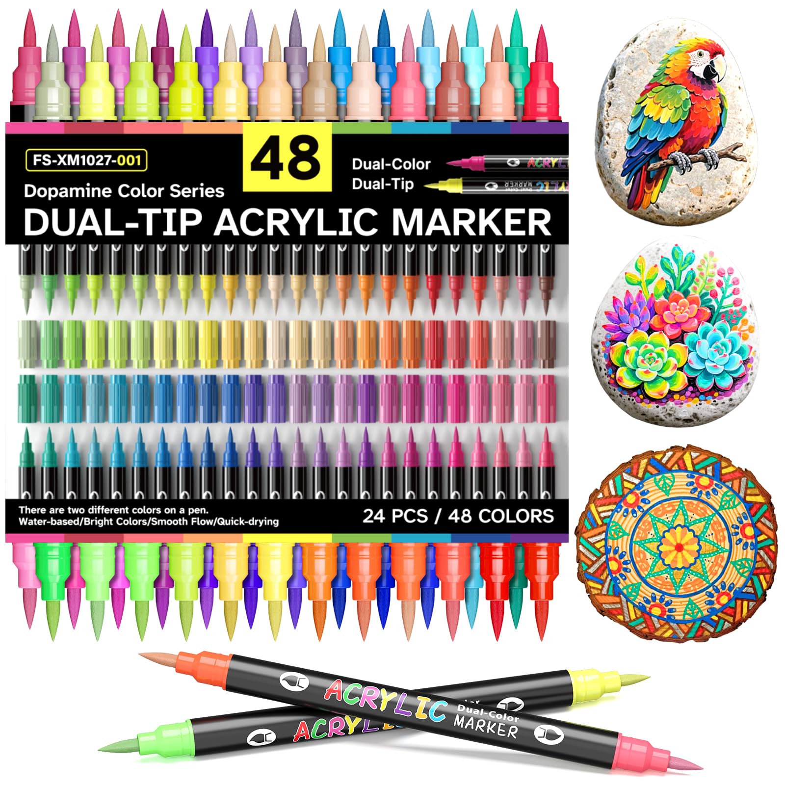 Alitastro Dual-color Acrylic Paint Pens 24 Pcs Dopamine Acrylic Markers