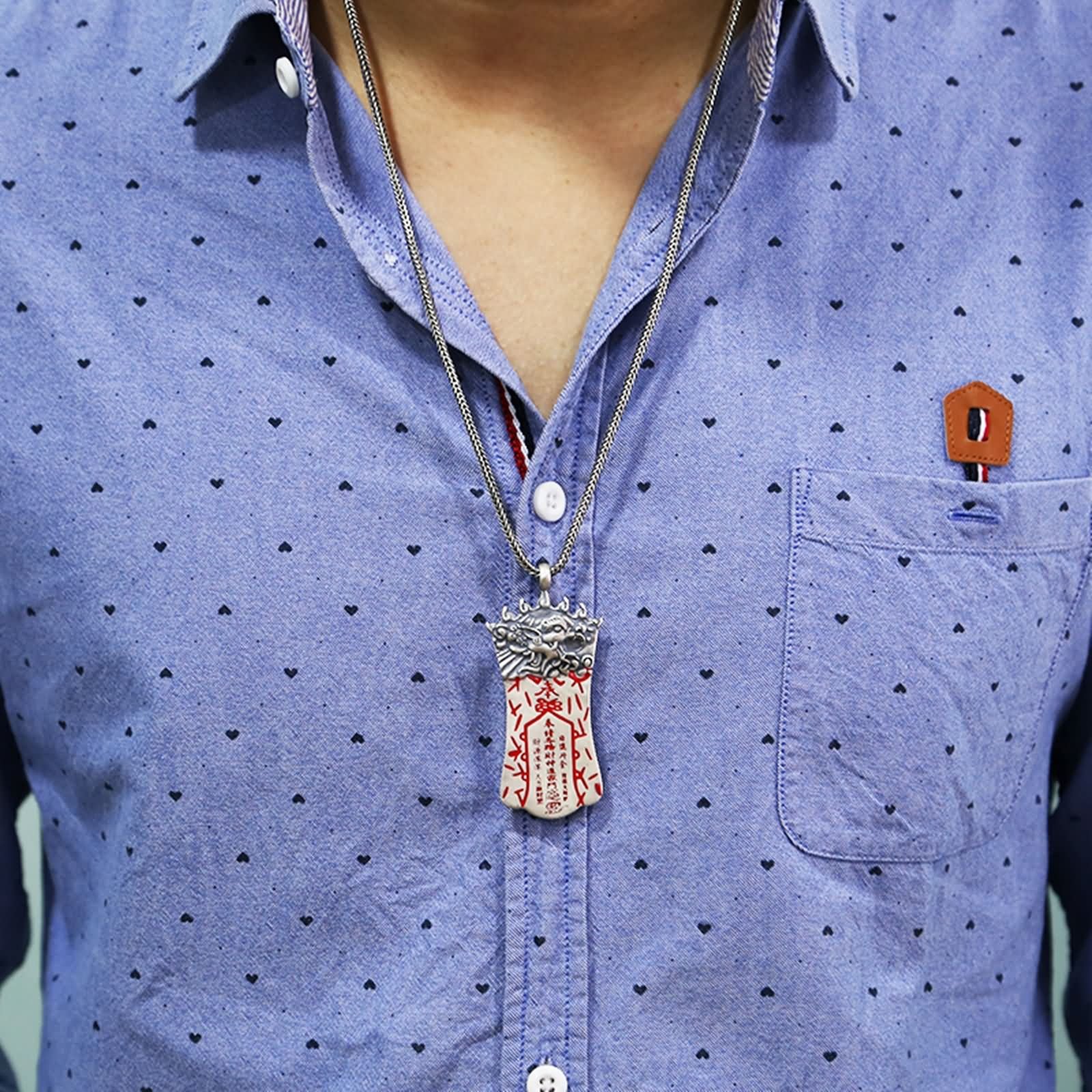 Daesar Męski naszyjnik srebrny 925 smok amulet nieśmiertelnik wisiorek łańcuszek srebrny czerwony łańcuszek dla partnera