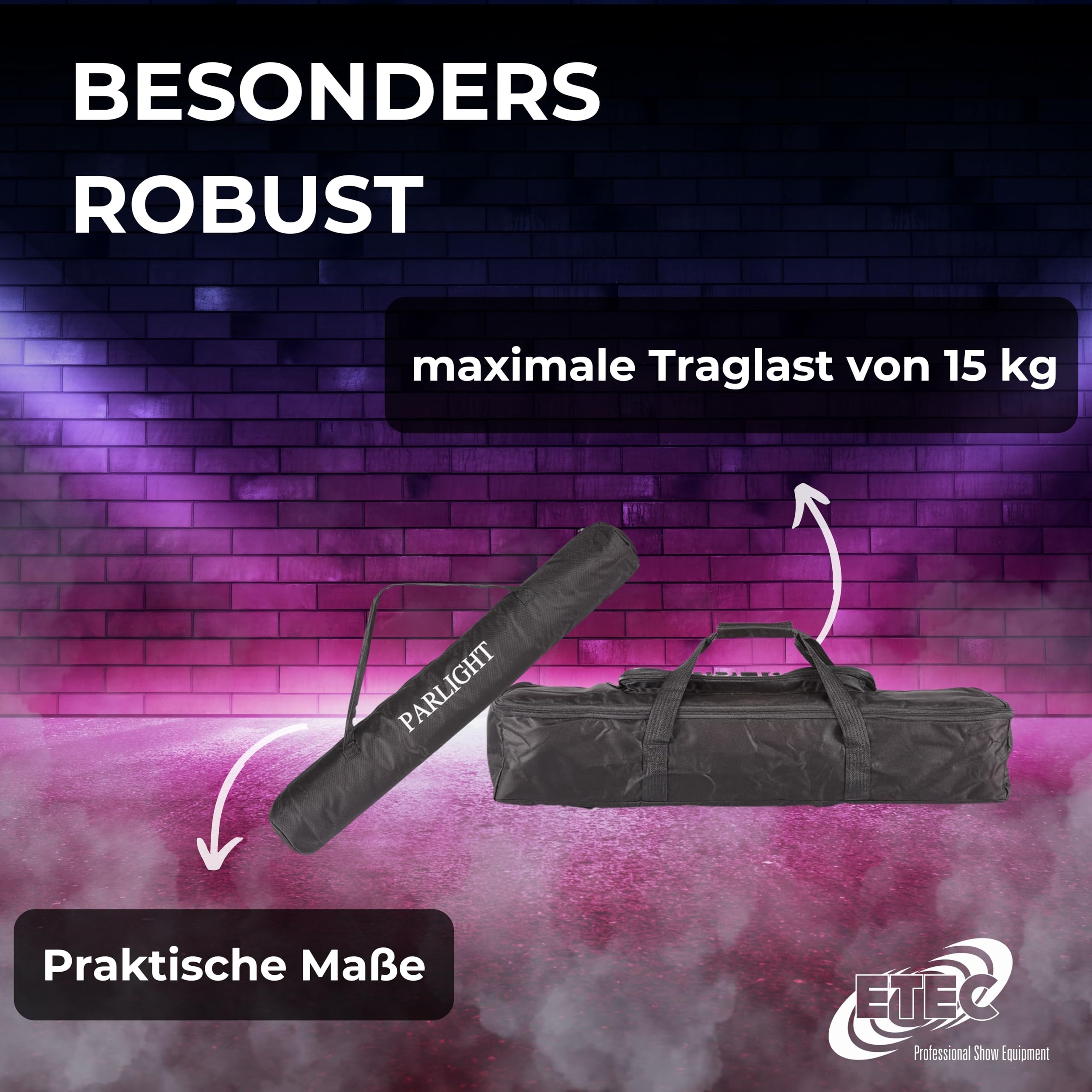 ETEC Professional Softcase Transporttasche für LED Partybar und Stativ – Veranstaltung Bühnenbeleuchtung Party Disco Show DJ