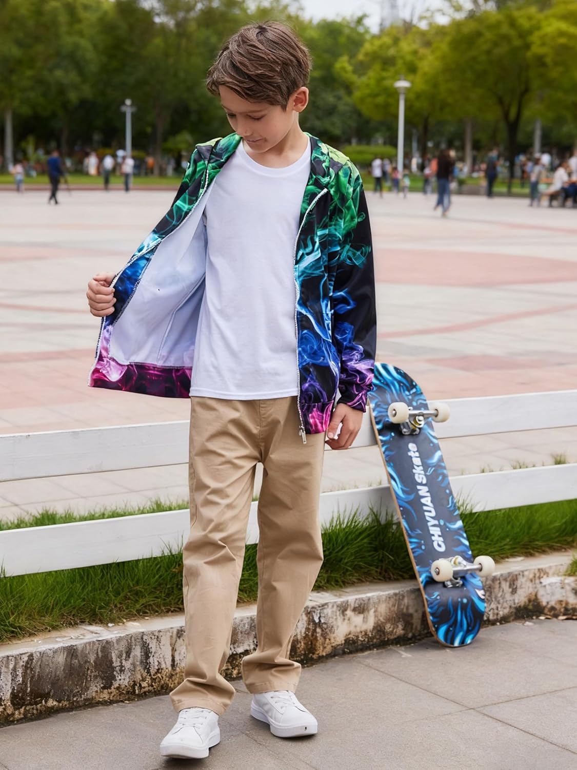 uideazone Boys Girls Zip Up Hoodies 3D Graphic Hooded Sweatshirts Hoody Coat with Pockets for Kids 6-14T - Image 3