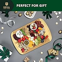 Vista 8 de ROYAL CRAFT WOOD Tablas de cortar de madera para preparar comidas y servir en la cocina, juego de tablas de servir de madera de bambú con asas