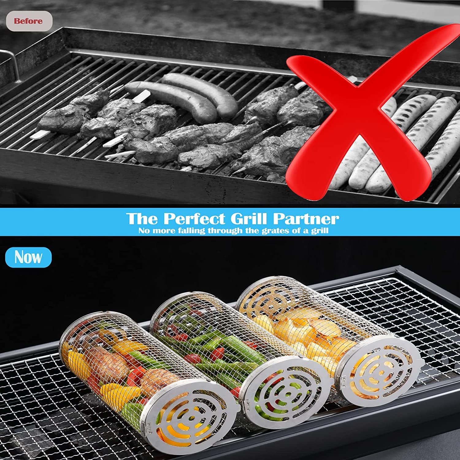 2 Grilles De BBQ En Acier Inoxydable - Parfaites Pour Légumes, Viandes Et Poissons, 34x24 Cm, Réutilisables Et Faciles à Nettoyer