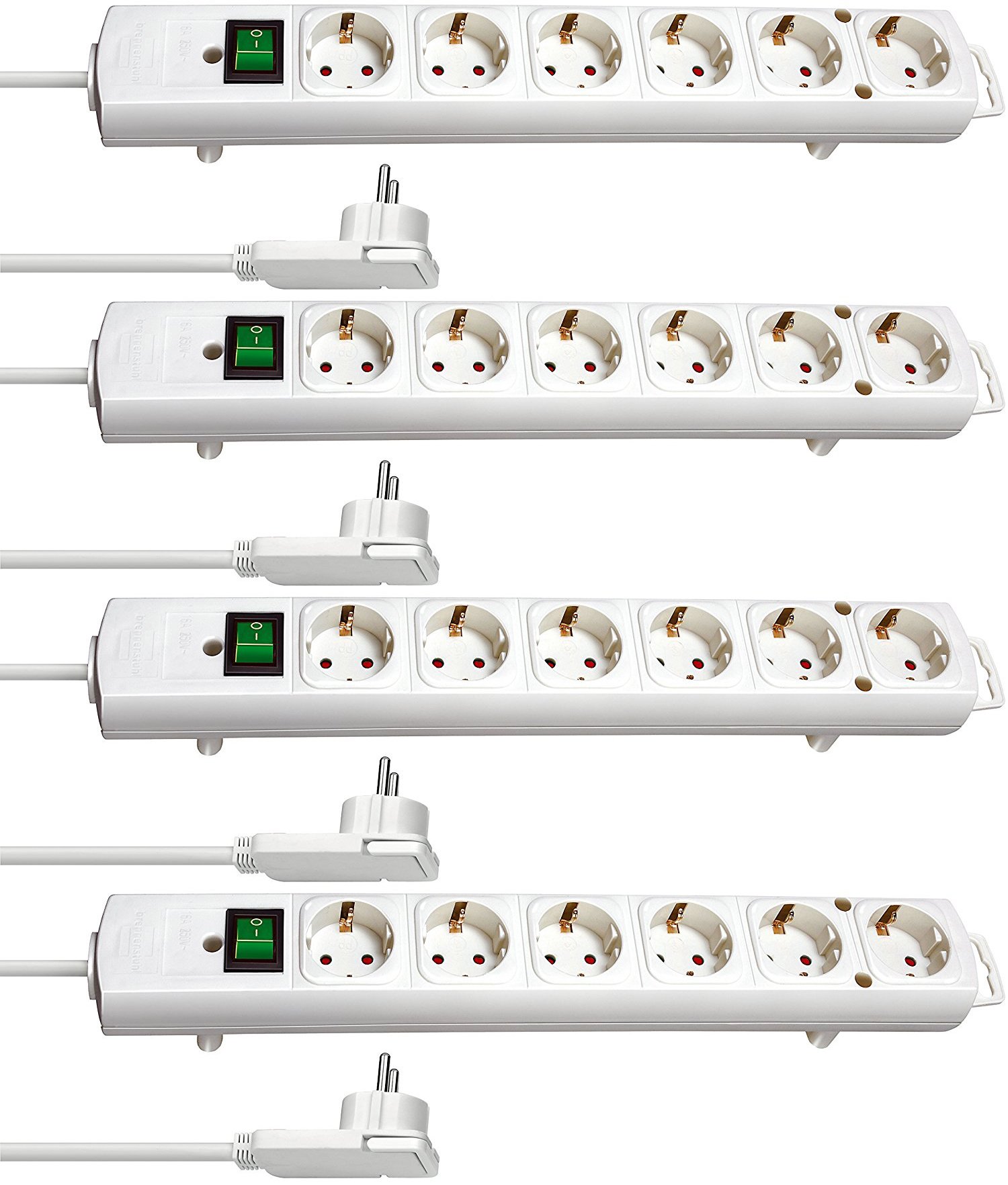 Brennenstuhl Steckdosenleiste Comfort Line Plus 6 (mit Flachsteckerschalter, 2m Kabel, extra breiter Abstand am Gerät, Farbe: weiß
