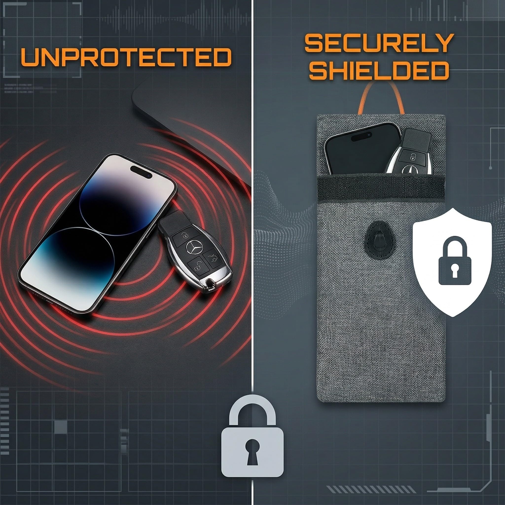Bolsa Faraday, Protector de Jaula, Protector de Llavero Faraday, Caja de Bloqueo de Señal de Llave de Coche, Jaulas de Bloqueo de Señal Antirrobo, Inhibidor de Señal Móvil 4G/GPS (Gris)