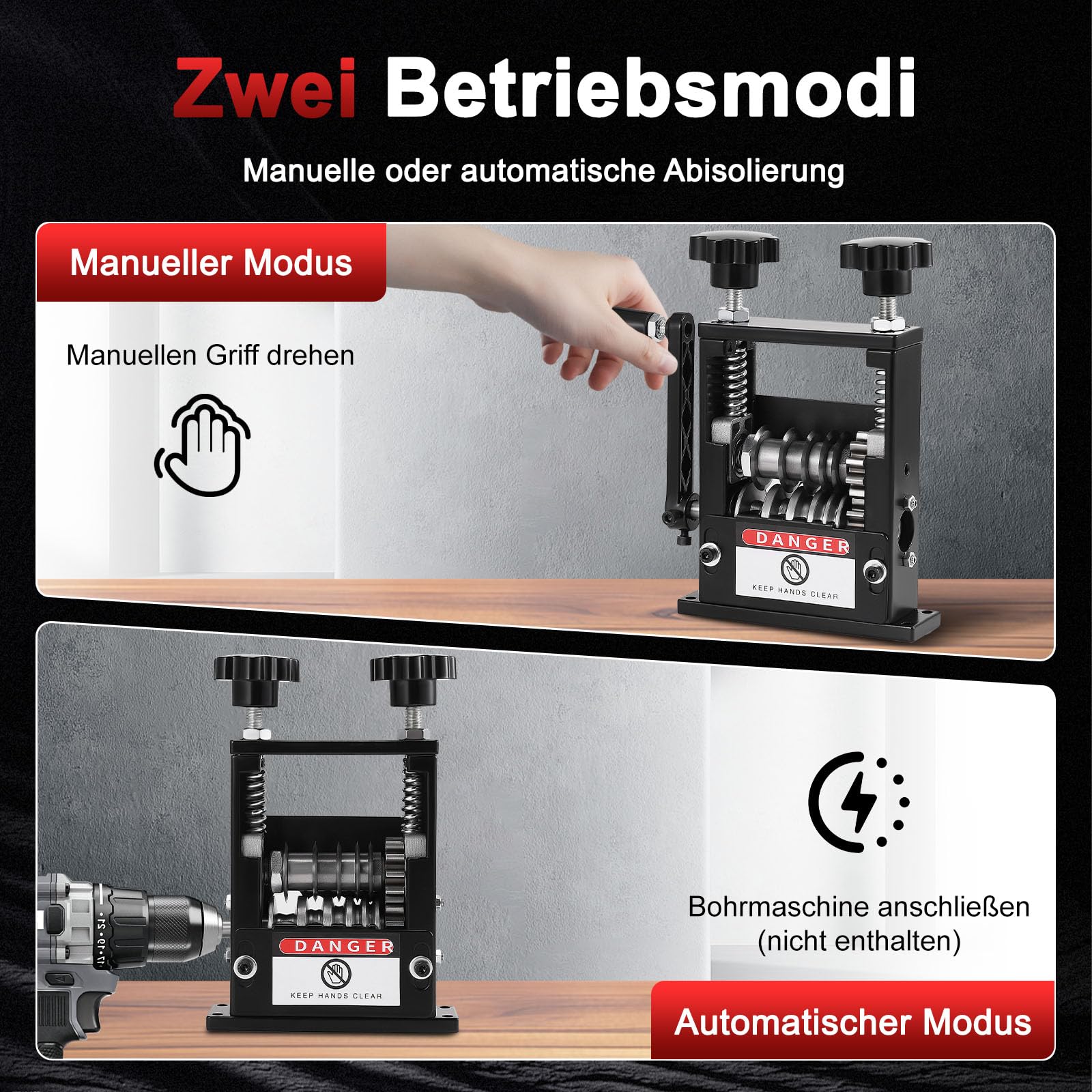 Kabel Abisolierer, 6 Löcher Abisolierzange 3-17mm Automatisch Kabel Abisolierwerkzeug Manuell Elektrisch 2 Modi Kabelabisoliermaschine Abisoliermaschine 5 Drähte Gleichzeitig Abisolieren