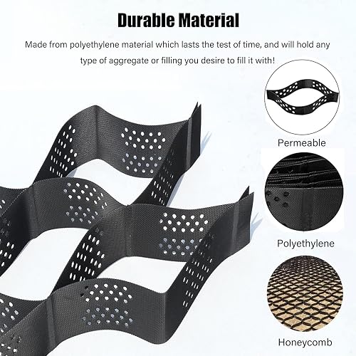 Stabilizzatore de Ghiaia Pavimentazione In Ghiaia Per Vialetti, Griglia Geo Di Supporto Della Base Della Pavimentazione A Nido D'ape, Griglia Di Terra Utilizzata Per Camper Pad ( Color : WxL , Size : - 2
