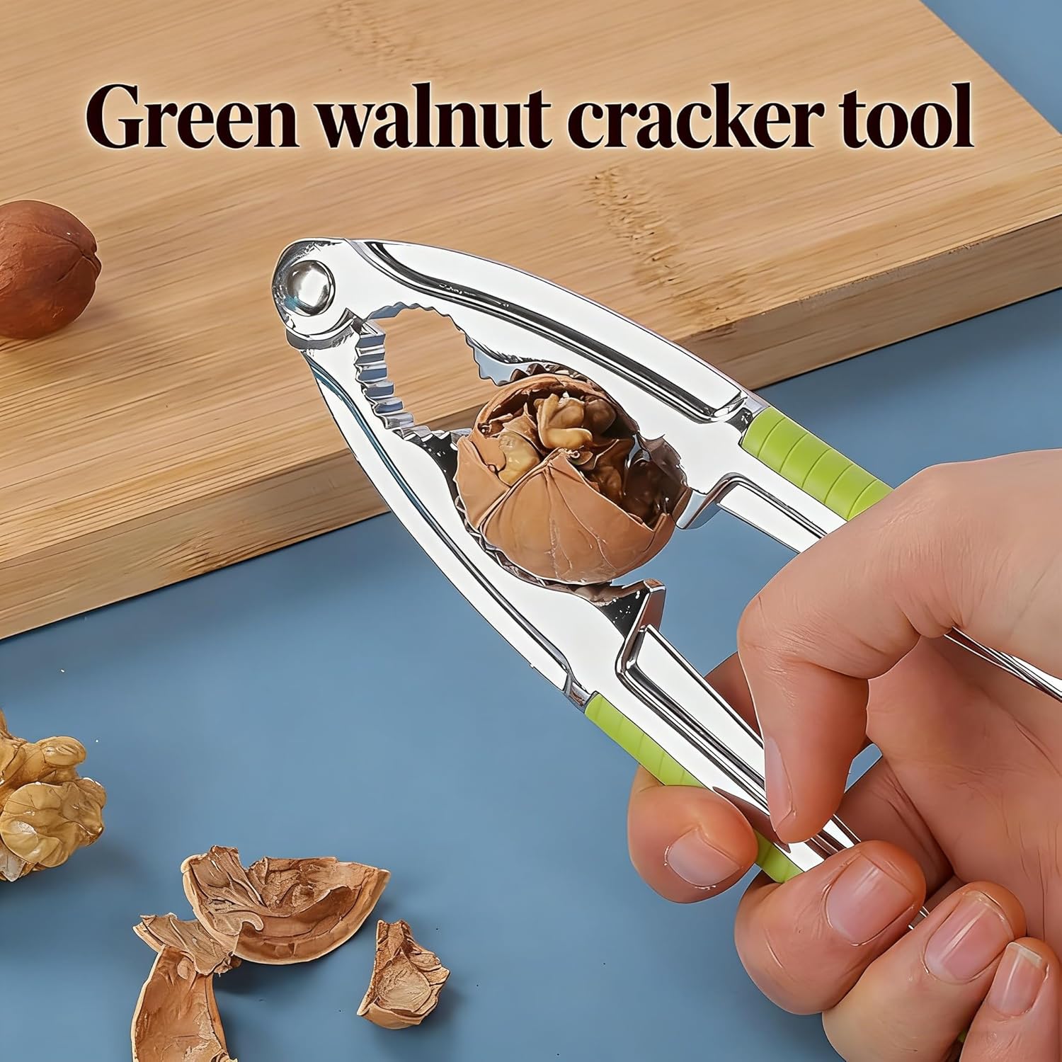 Green Walnut Cracker Tool, Nutcrackers, Metal Nut Shell Openers, Nut Shell Breakers Crackers, Kitchen Tools with Non-slip Handle for Pecans Pistachio Hazelnuts