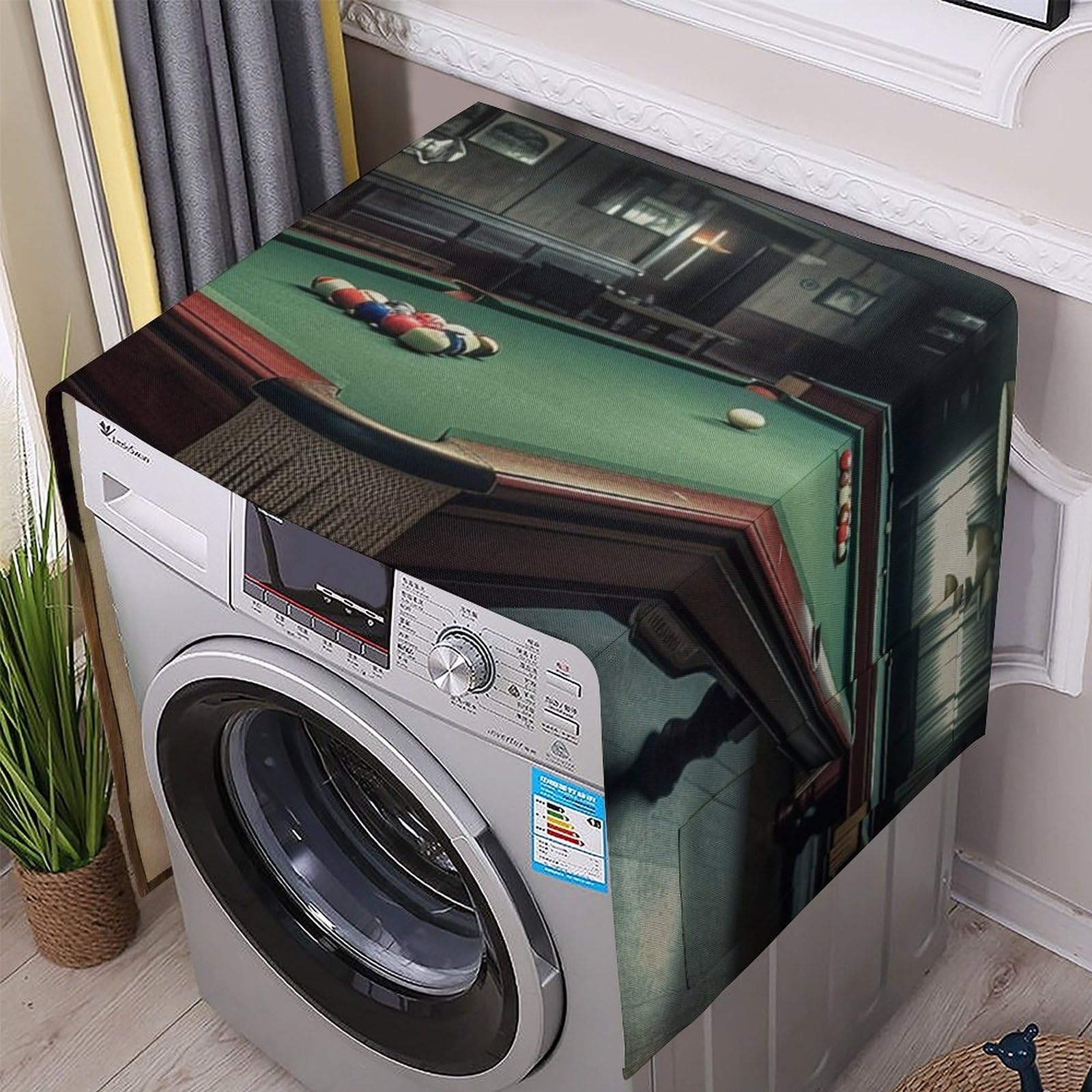 Fodpand White Washing Machine Cover For Top Load Dustproof Billiard Washer And Dryer Cover With Storage Pockets Household Appliance Covers Washable Top Protector Mat Pad For Laundry & Kitchen