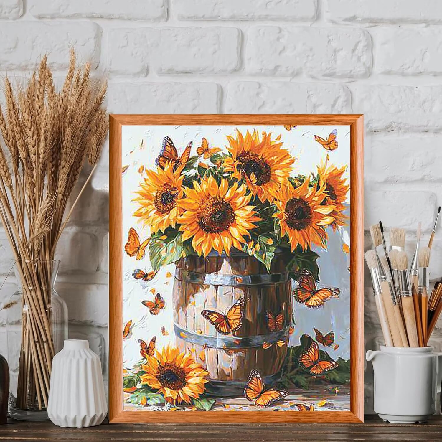 Malen nach Zahlen Erwachsene Sonnenblume mit Schmetterling, 70x90cm x-983