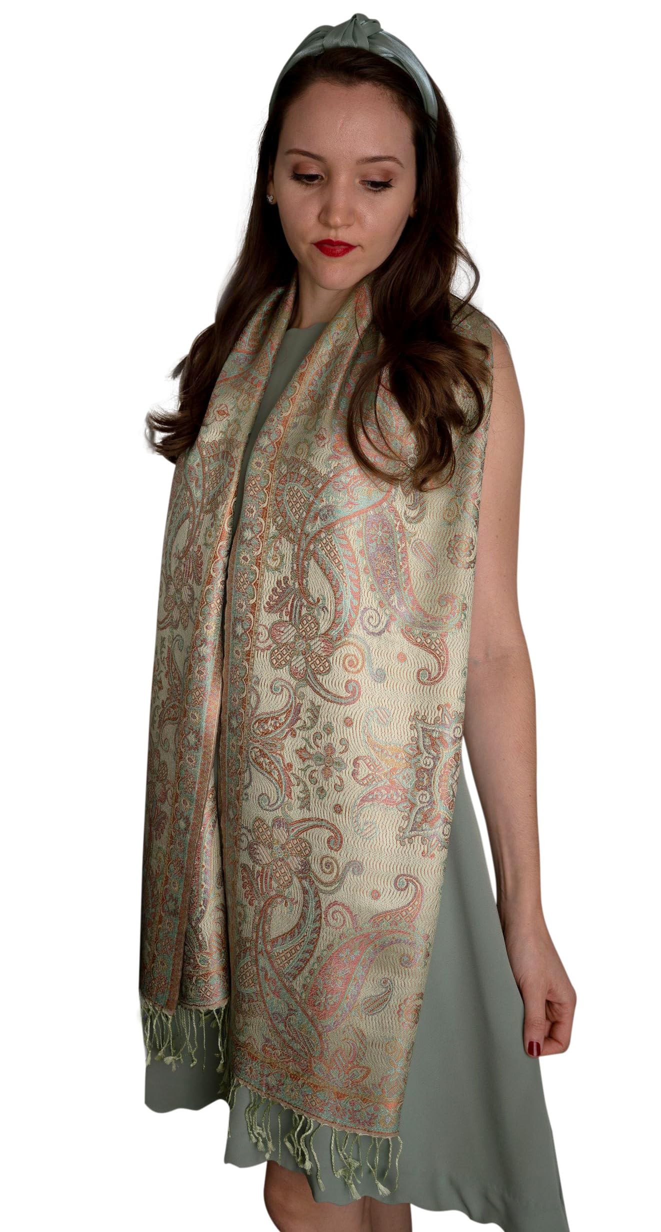 Sciarpa di seta paisley gialla e arancione metallizzata, sciarpa leggera, sciarpa da donna, regalo per lei, sciarpa a spalla, sciarpa primaverile, sciarpa estiva, Giallo e arancione., W: 54cm