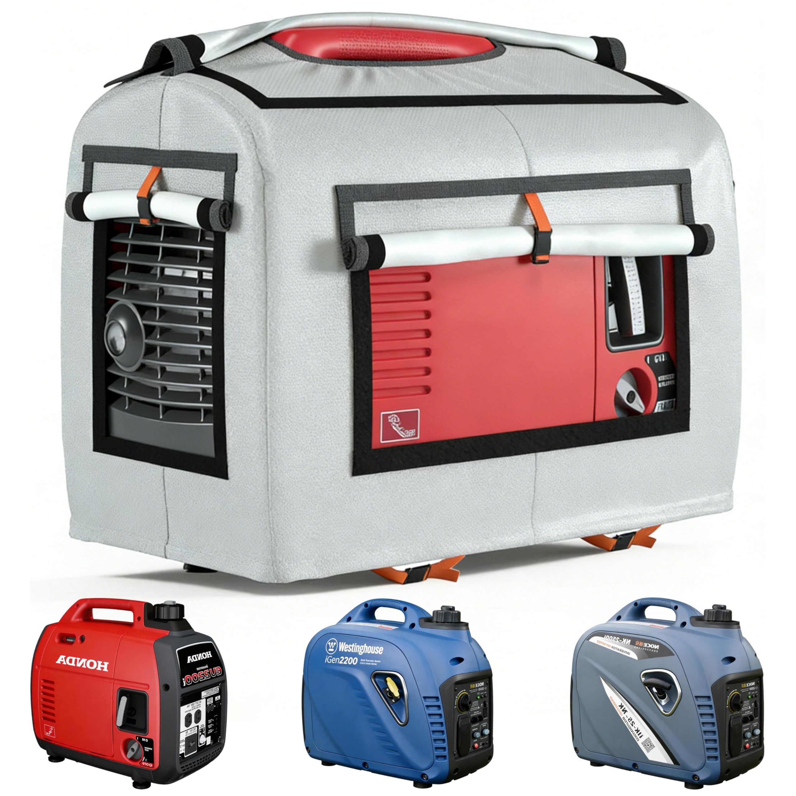 JIAHOO Generator Cover, Portable Generator Cover, Generator Running Cover, Can Be Rolled Up and Opened All Around, 21.7 Lx 13.8Wx17.4H inches, Beige.