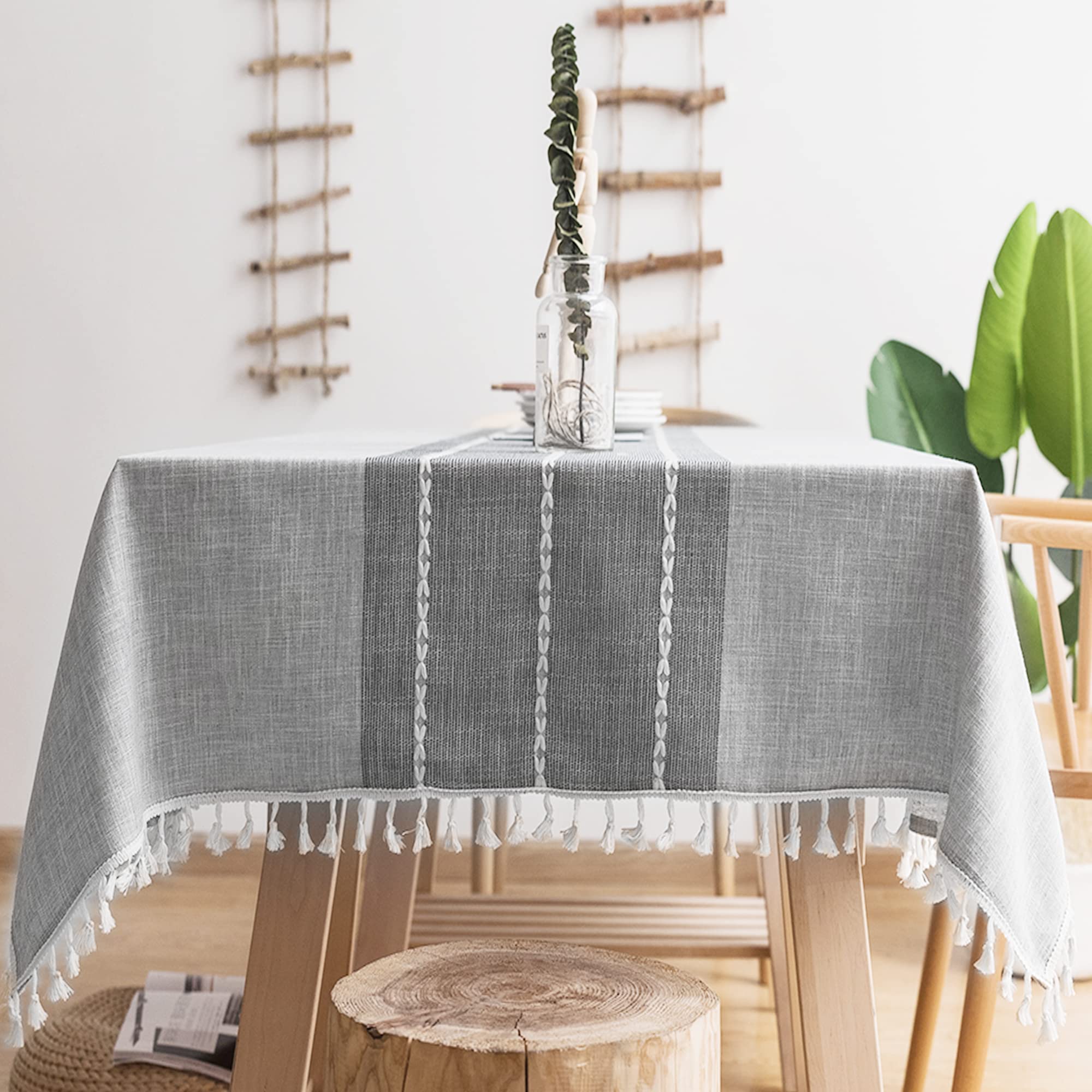 Oubonun Rectangle Tablecloth Cotton Linen Water Resistant 140x178cm โ image 1
