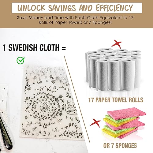 Miniatura 6 de Paños suecos para cocina  Paquete de 3 paños de cocina reutilizables para cocina  Ecológicos, altamente absorbentes, de secado rápido,