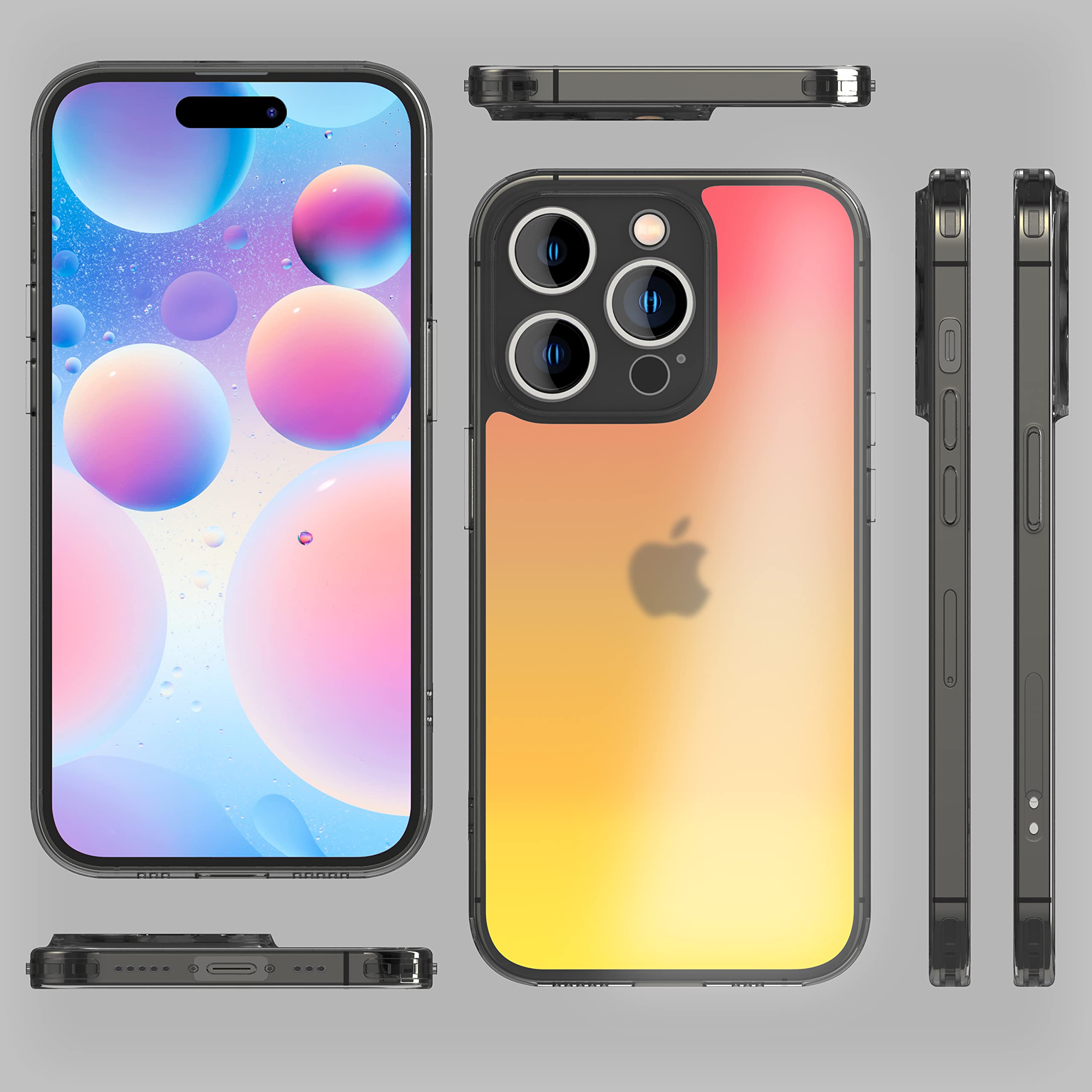 NALIA Custodia Rigida Ultra Sottile per iPhone 14 Pro Max - Opaca- Trasparente & 0.3mm Fina - PHANTOM (Cover Sottile & Fotocamera Protetta) - Marchio Tedesco, Colore:Nero