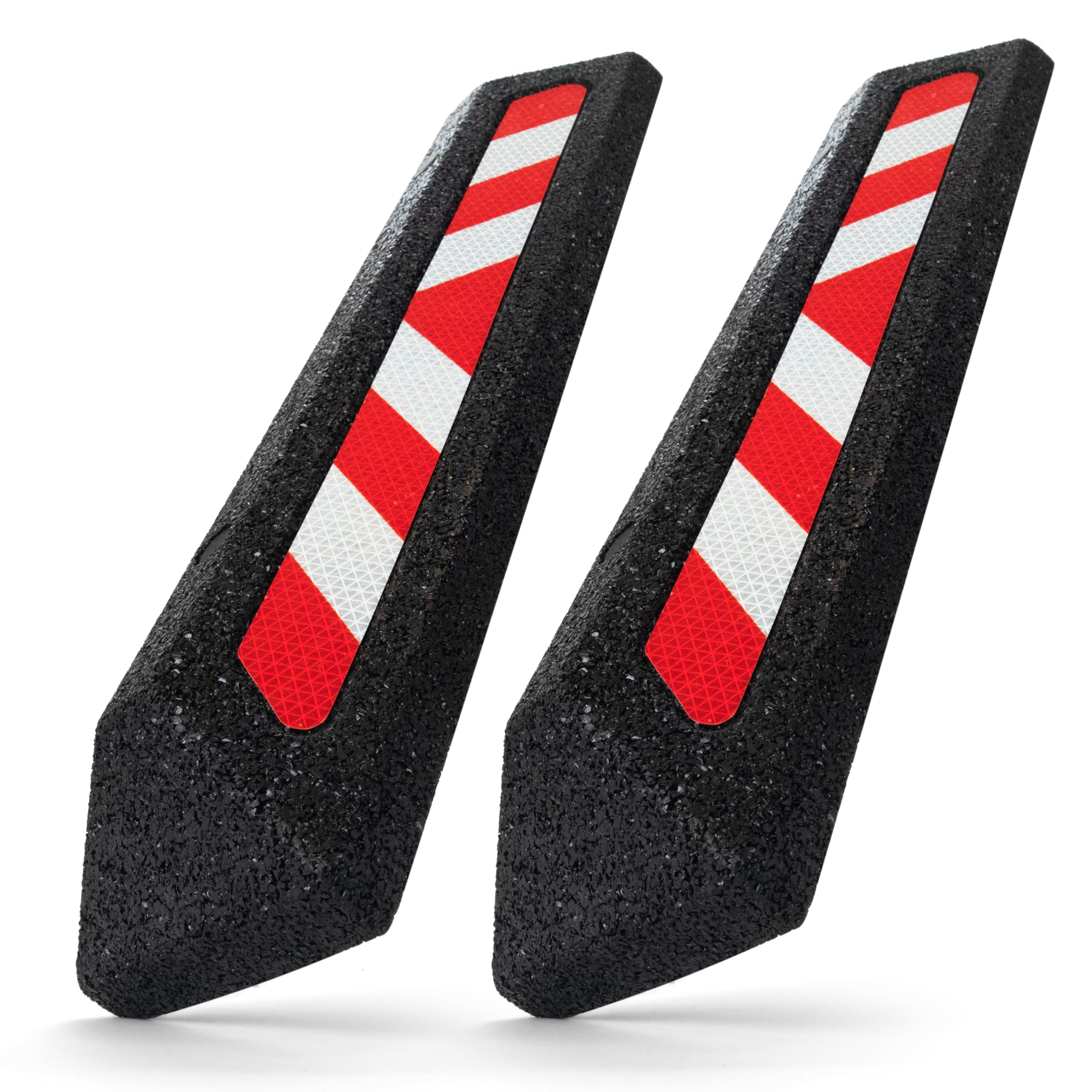 TopRubber 2X Radstopper in Schwarz, Reflektierend 570x140x75, zum Kleben