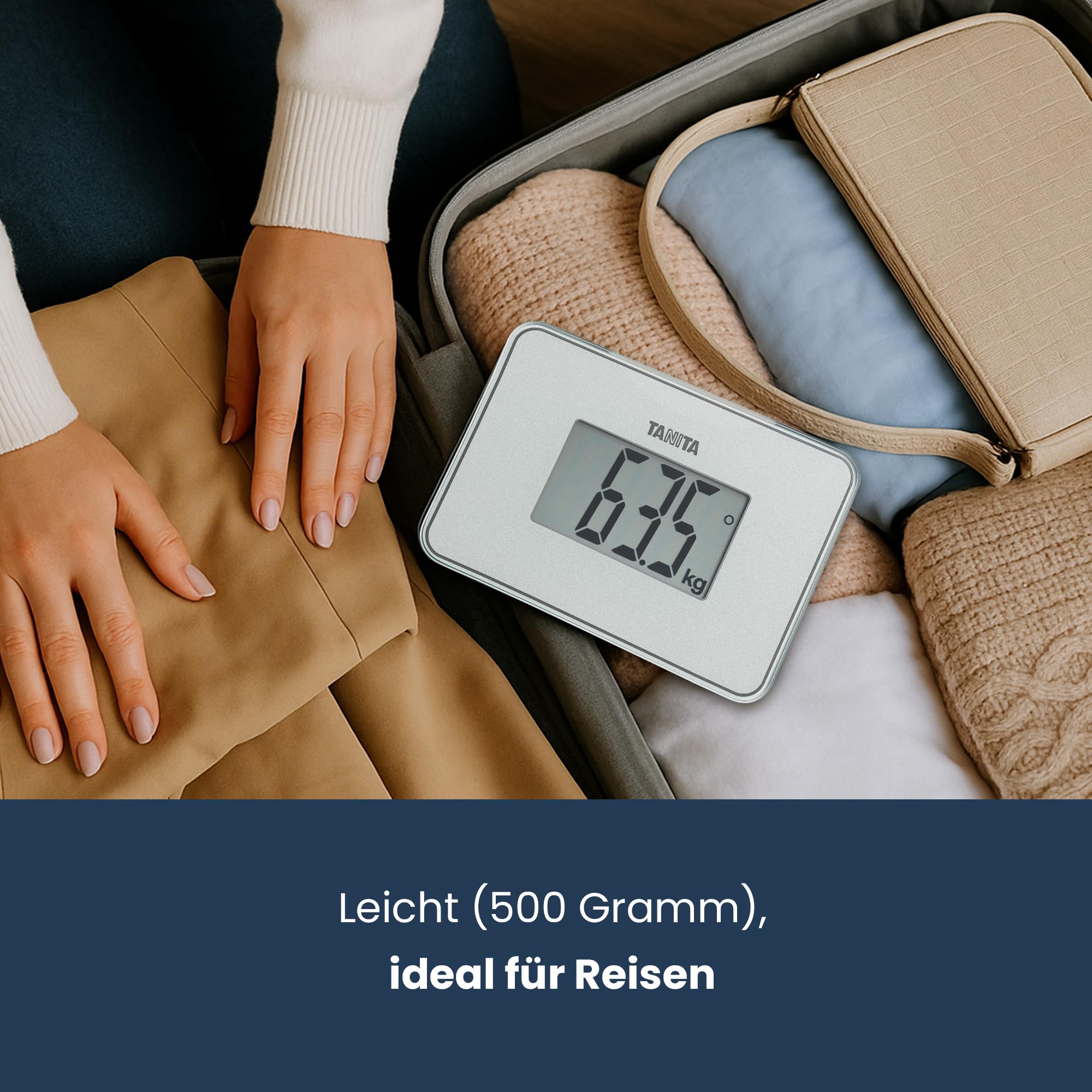 TANITA HD-386 Kleinste digitale Personenwaage der Welt, ideal für Reisen, Perlmuttweiß