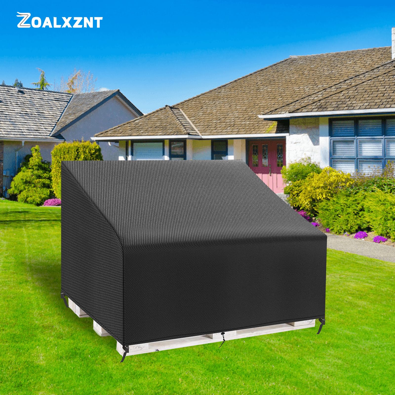 Housse Canapé Palette Jardin Imperméable,Housse de Protection pour Canapé Palettes avec Cordon de Serrage,Bache de Protection Palette 420D Tissu Oxford (138*99*61/89cm,Noir)