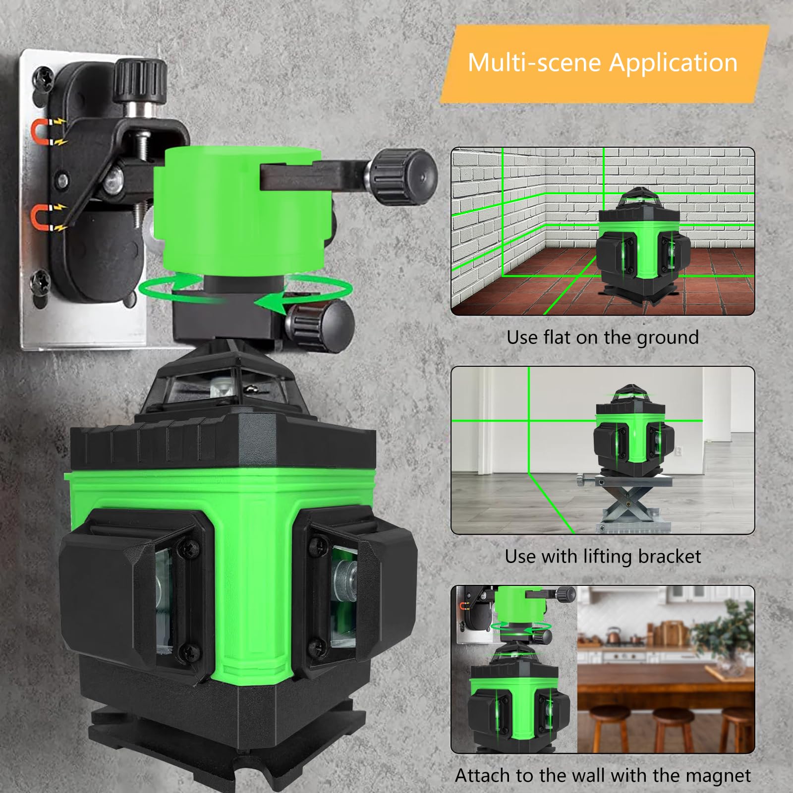 LiLichan⚐︎38 Kuzinoy 3x360° Laser Level Self Leveling 3D Green Laser