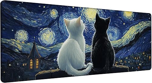 Miniatura 11 de Highland Cow Starry Night - Alfombrilla de mouse grande para escritorio, teclado extendido, alfombrilla de mouse de anime con base antideslizante y