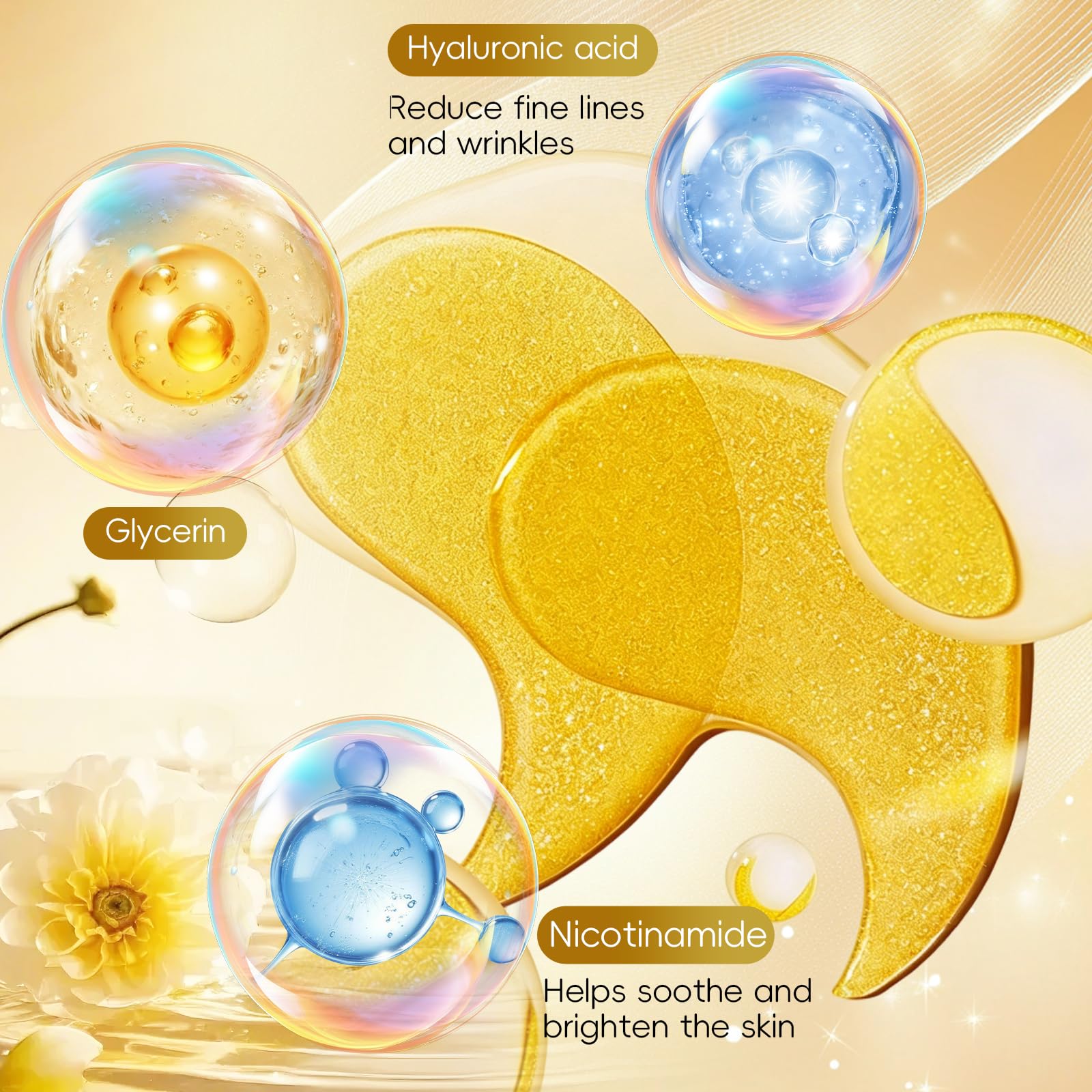 24 Paires Patch Yeux 24k Gold, Masques Hydratants Pour Les Yeux, Patch Anti Cernes Pour Au CollagèNe, éLimination Des Cernes Sombres et Poches, Femmes/Homme - 3