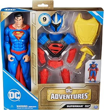 DC Comics Superman Man of Steel aksiyon figürü, 30 cm, heyecan verici rol yapma oyunu için 9 parçalı tam hareketli figür, 4 yaşından büyük çocuklar için oyuncak