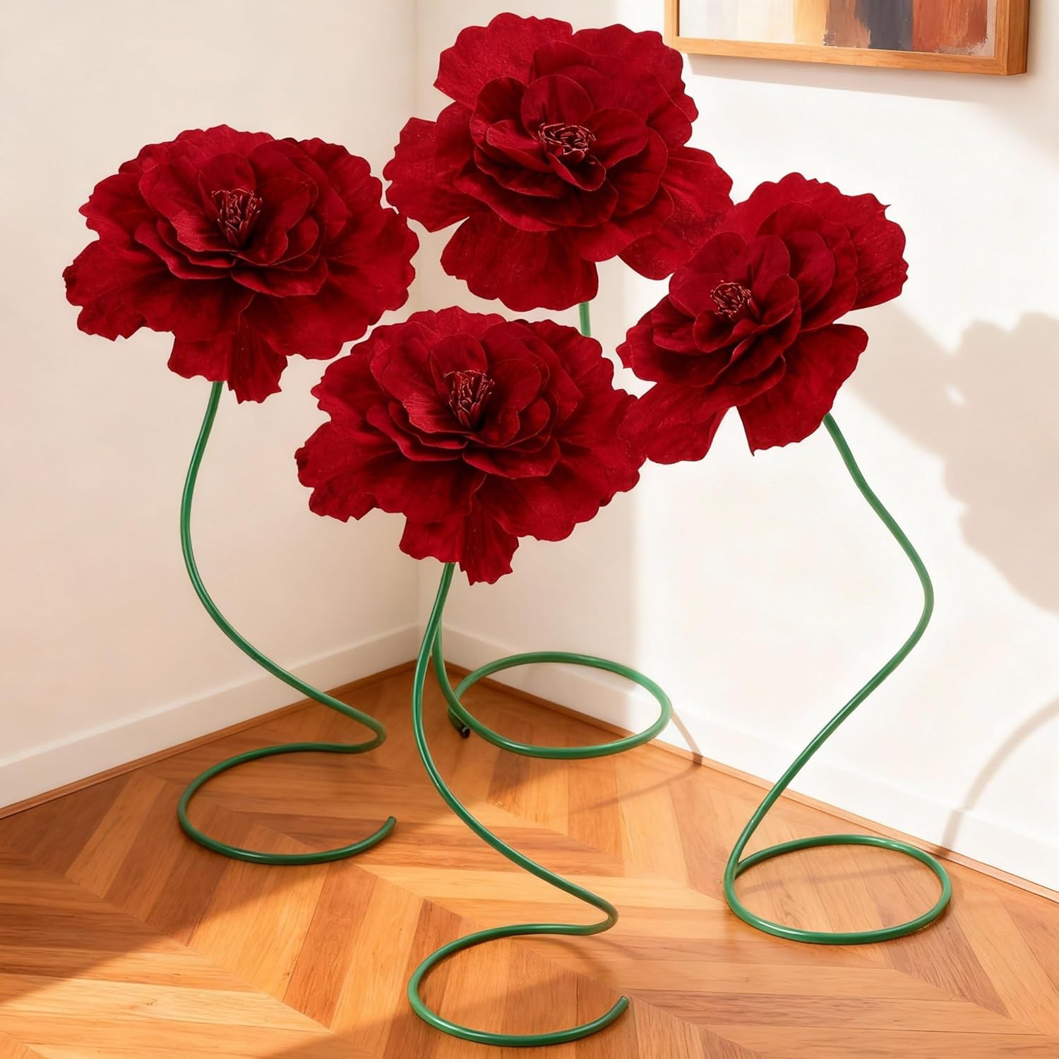 4 Pcs 5 ft Large Rose Flowers Giant Artificial Roses Valentine Standing Huge Handcrafted Flowers for Window Reception Banquet Ceremony Floral Decor Garden Hotel Office Birthday Wedding Party