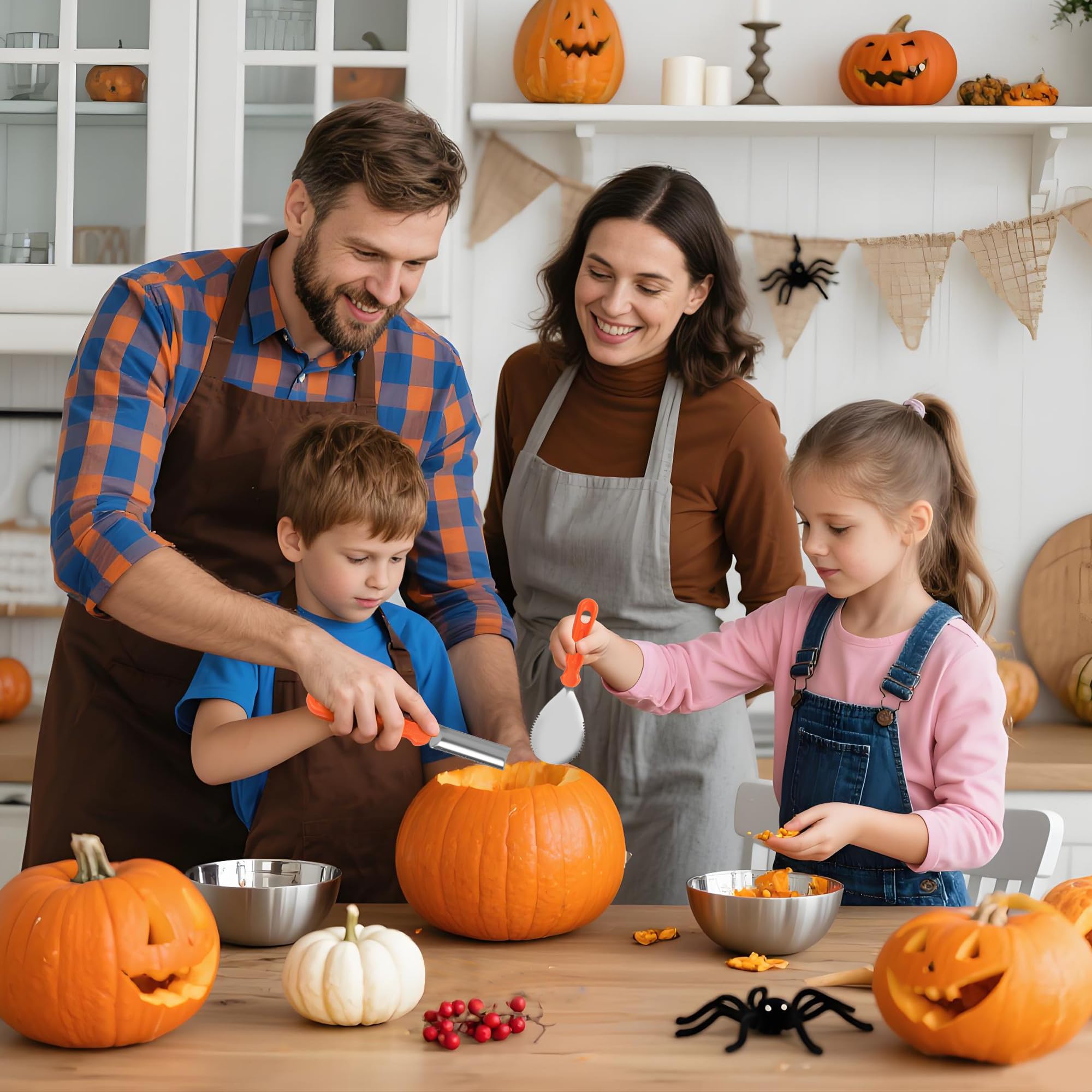 20 Pieces Halloween Pumpkin Carving Kit,Con plantillas para tallar calabazas de Halloween, perfectas Decoración de Halloween para niños y adultos