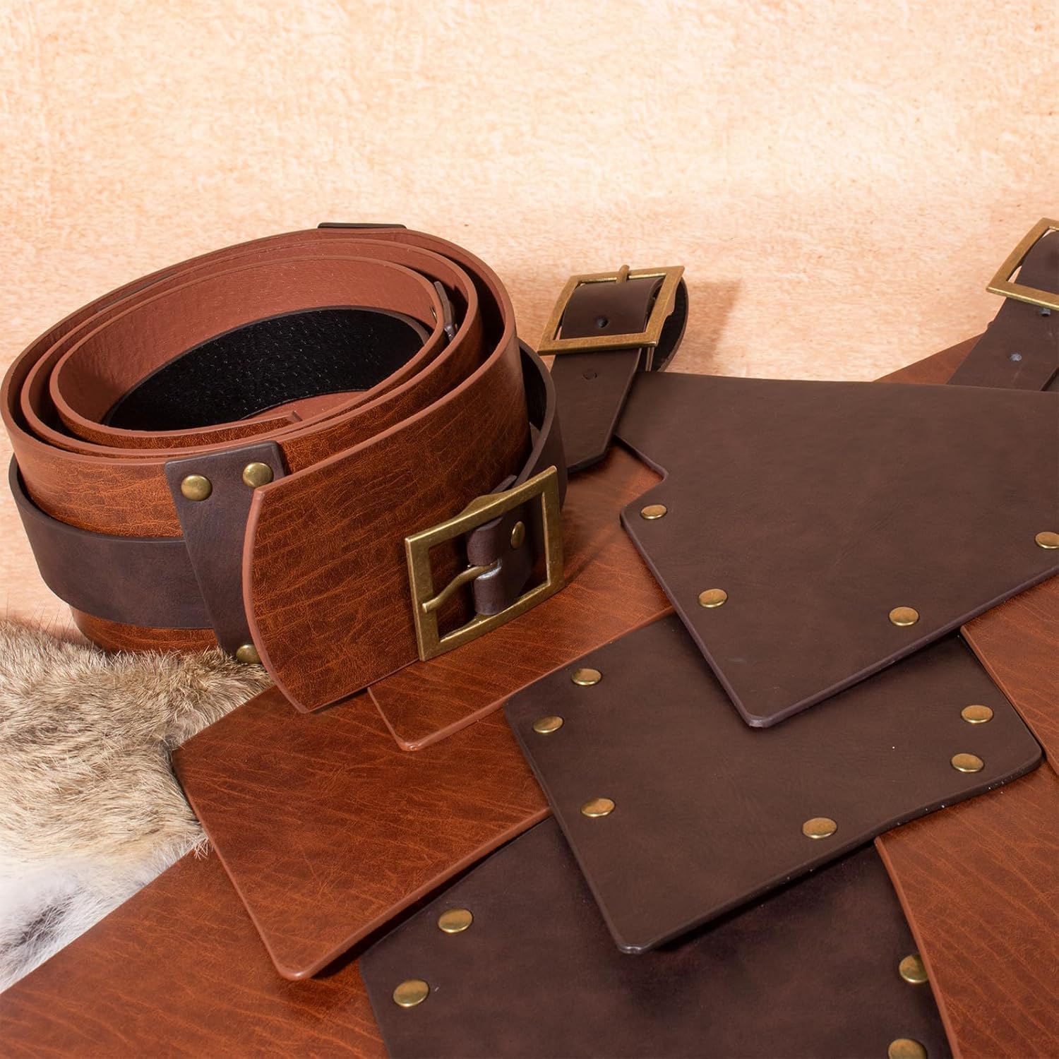 Medieval Belt Thigh Armor Retro Faux Leather Waist Guard LARP Knight Mercenary Weapon Props Renaissance Costume Accessory