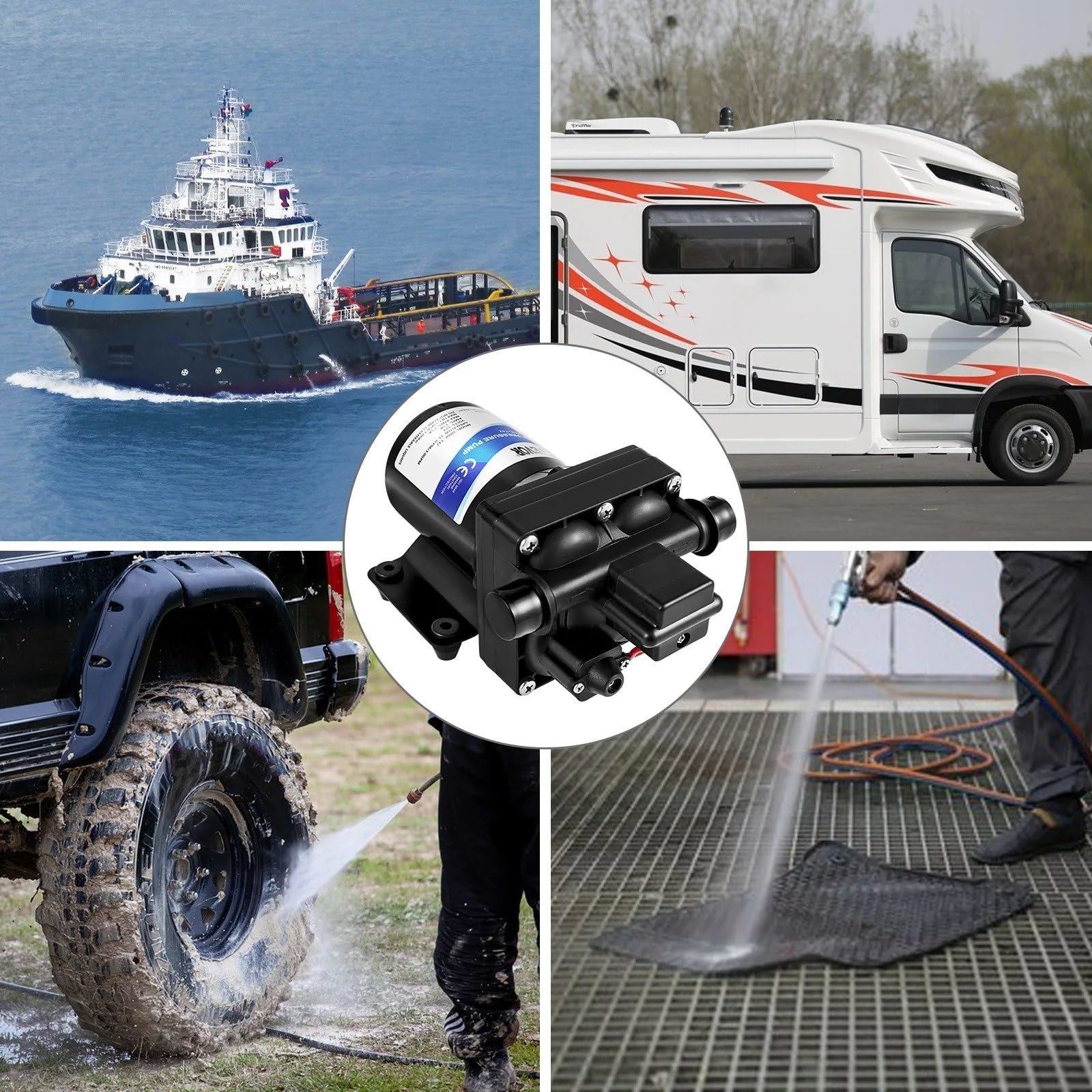 Pompa Dell'acqua Refrigerante 3 GPM Acqua Dolce 12V Pompa Irroratrice Autoadescante RV Con Pressostato Camper Marine Barca A Membrana
