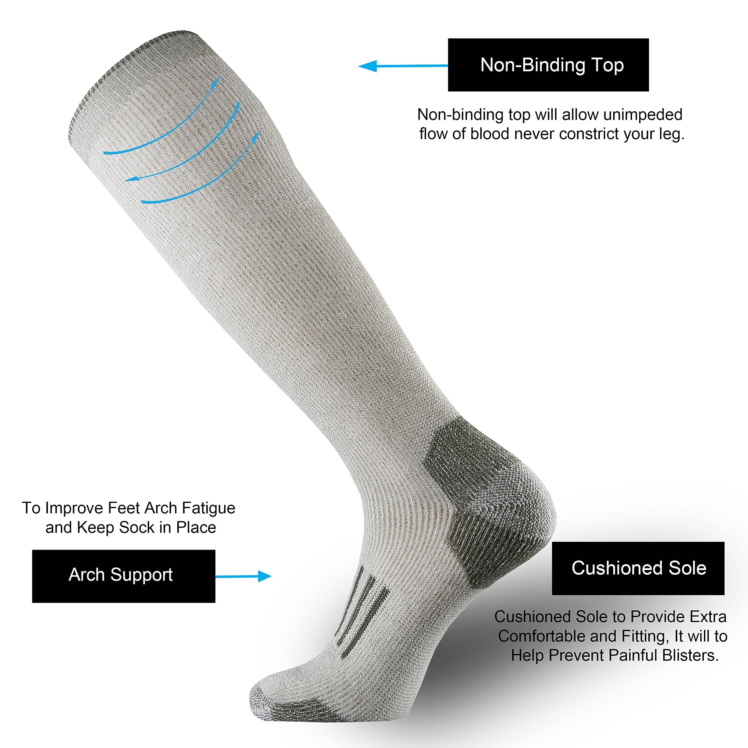 ONKE Knee High Socks Cushioned Moisture Wicking for Mens Over the Calf OTC Steel Toe Western Work Boot Thermal Hiking Hunting(Green XL)