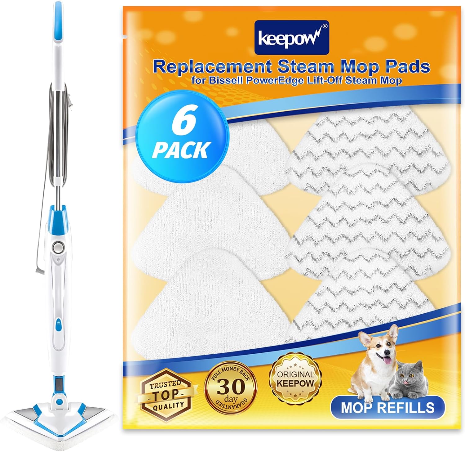KEEPOW Steam Mop Pads Replacement Compatible with Bissell PowerEdge and