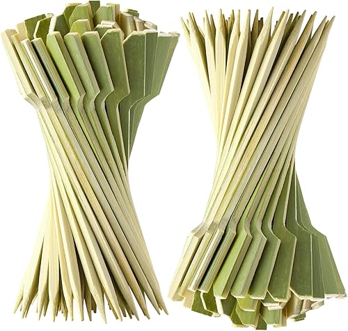 Miniatura 7 de 300 pinchos de bambú, 4.7 pulgadas, paleta de bambú verde natural, palillos de madera para aperitivos, bebidas, frutas, kababs, salchichas,