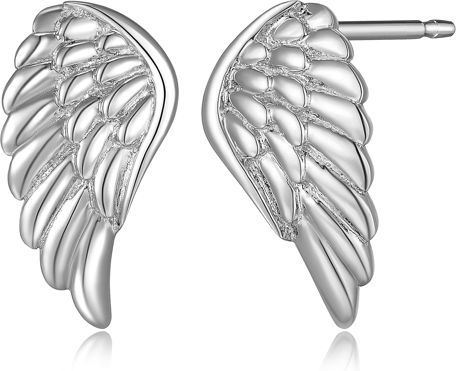 MORGAN & PAIGE .925 Sterling Silver Rhodium, 14K Rose Gold or 18K Yellow Gold Plated Angel Wing Stud Earrings for Women - Hypoallergenic Sterling Silver Earrings Symbolic Design Adorned for Women