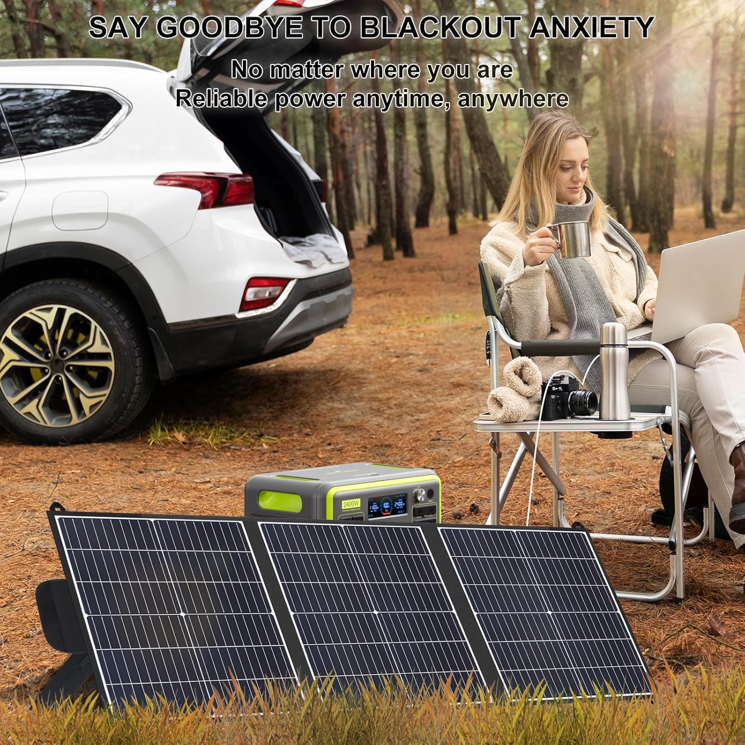 100W Portable Solar Panel, 20V Foldable Charger with USB-A QC3.0 and Type-C PD45W. Lightweight Design for Outdoor Camping, RV Trips and Hiking, powering Mobile Phones and Energy Storage Devices