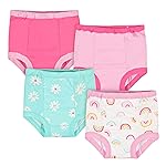 Gerber Baby Girls Infant 4 Pack Potty Pants And Toddler Training Underwear, Rainbow Turquoise And Pink, 3T US