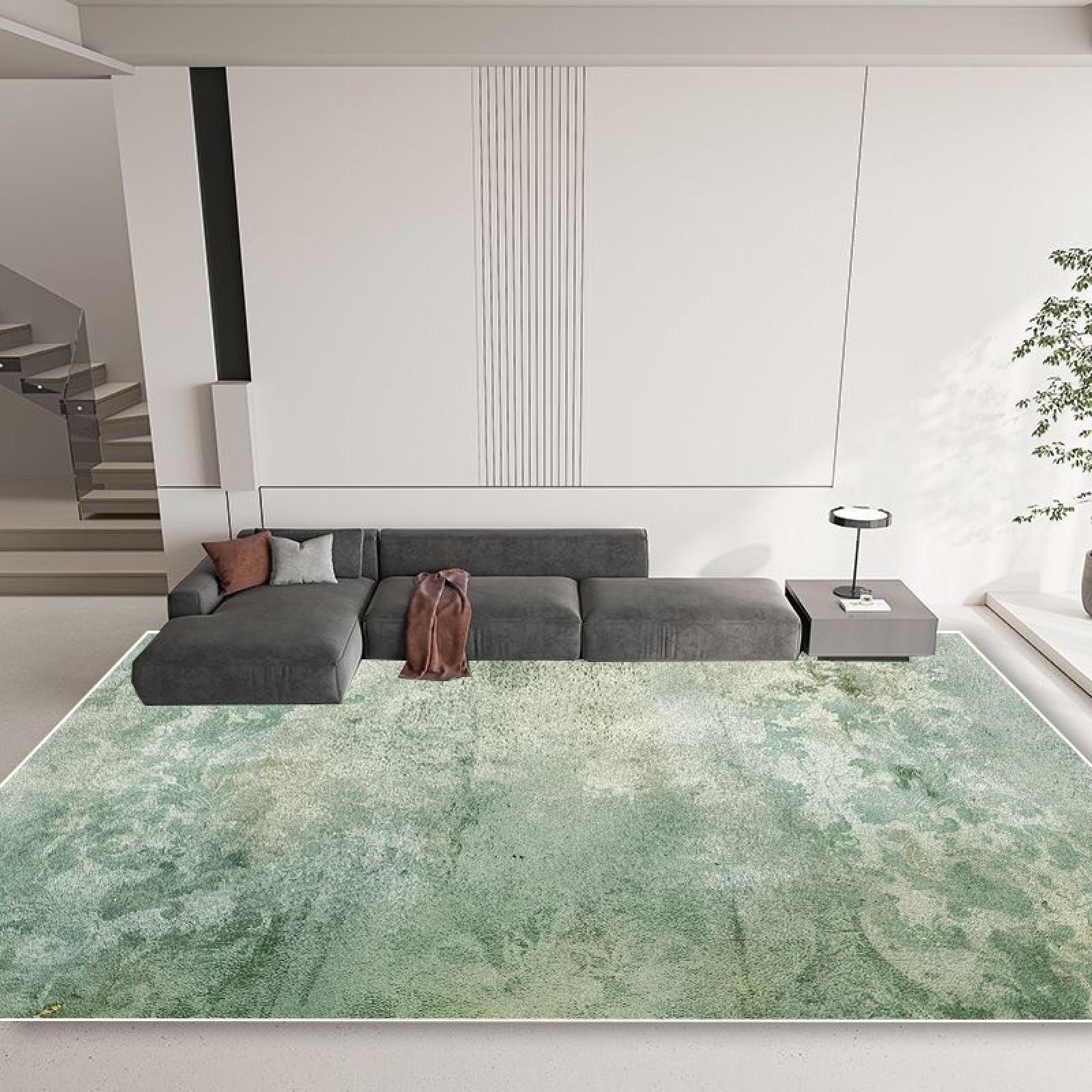 Tapis de salon vert clair lavable 100 x 160 cm, revêtement non pelucheux CX048-6