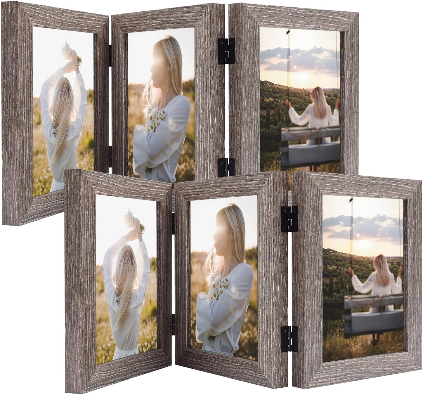Frametory, 5x7 Triple Picture Frames Hinged 3 Photos Frame