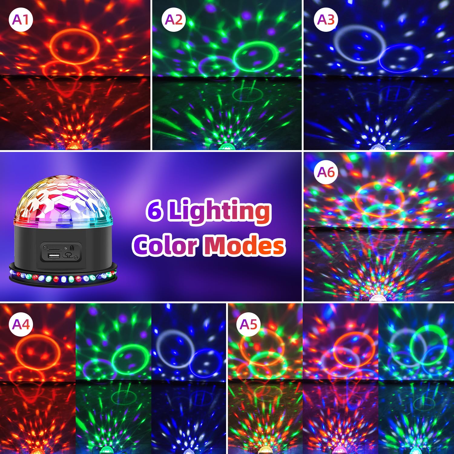Boule Disco, Gomifie Boule à Facette 54 LEDs avec Lecteur de Musique et Haut-parleurs Doubles, Jeux de Lumière pour Soirée avec 3 Modes Activés et 3 Modes Spécaux pour DJ, Noël, Bar et Fête